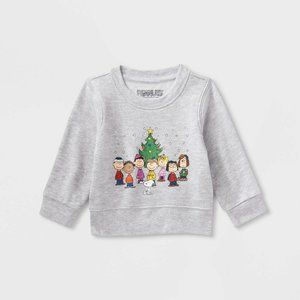 Baby Peanuts Printed Pullover Sweatshirt Heather Gray 6-9M